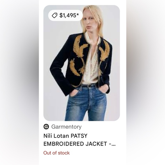 Nili Lotan Patsy Gold Embroidered  Jacket Black Velvet Floral Size XS /O EUC - Picture 8 of 11